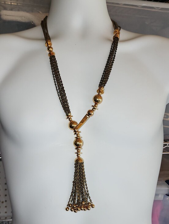 Stella & Dot Jewelry - Stella & Dot Bianca Tassel Lariat Necklace in a Two-tone Gold & Bronze Finish.